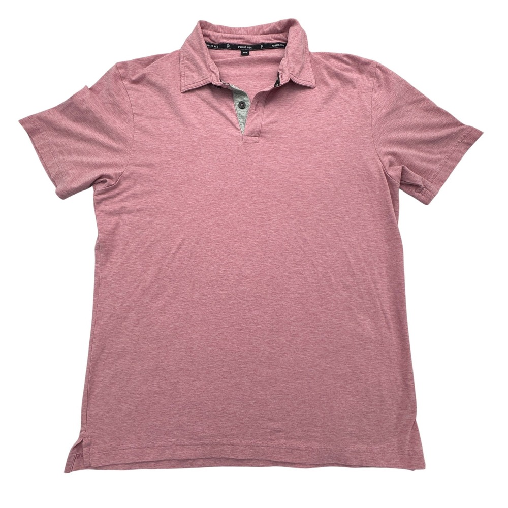 Public Rec GO-DRY Polo Shirt Mens M Pink Short Sleeve Performance Stretch